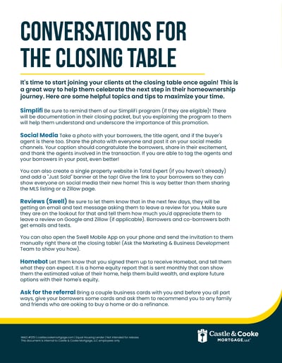 Closing table conversations Closing table conversations