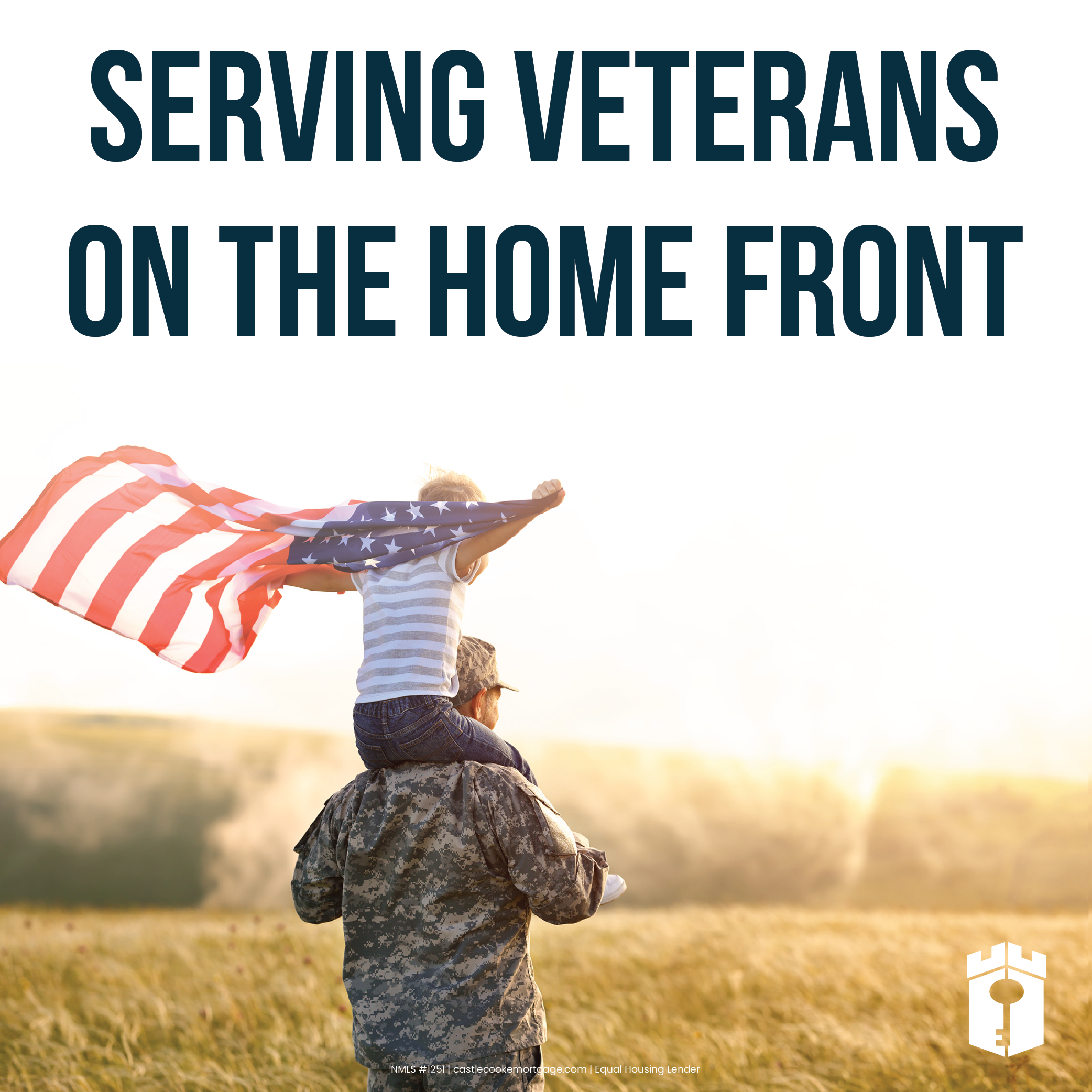 veteran with child and flag