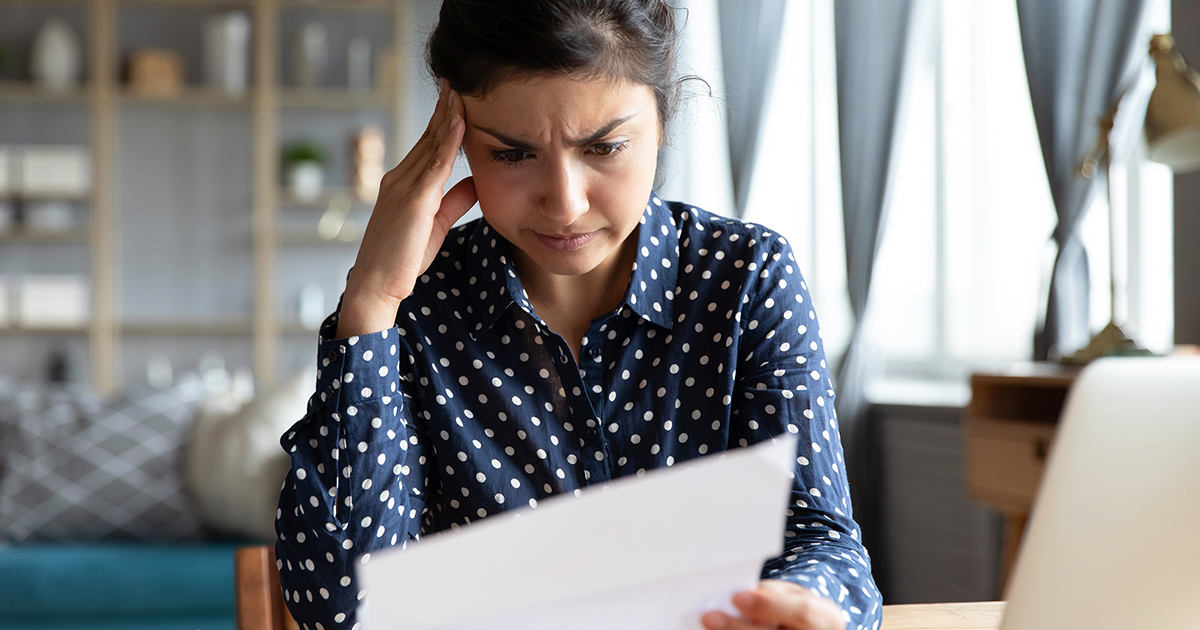 woman stressed by home loan documentation problems