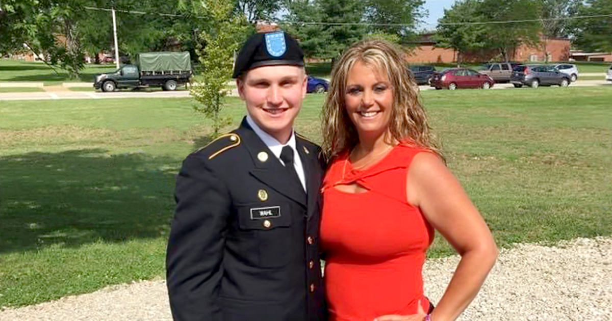 Jennifer Gokool smiles with her nephew serving in the armed forces